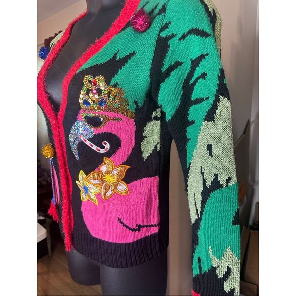 Multicolor Knit Button Front Ugly Christmas Cardigan XS Fits like S/M - Picture 6 of 8